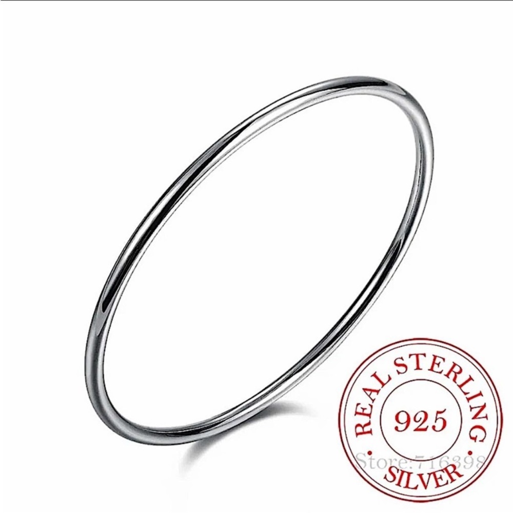 Sterling Silver Thin Minimalist Bangle Stackable Bracelet